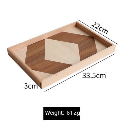 Geometric Pattern Multi-Wood Serving Tray