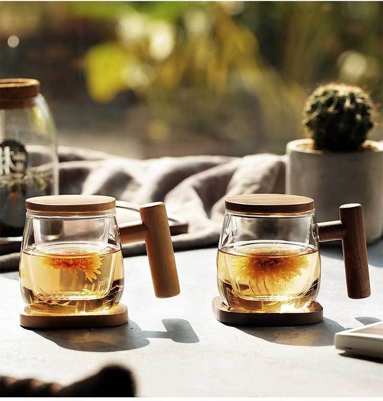Glass Tea Cup with Wooden Handle — everdreamcraft