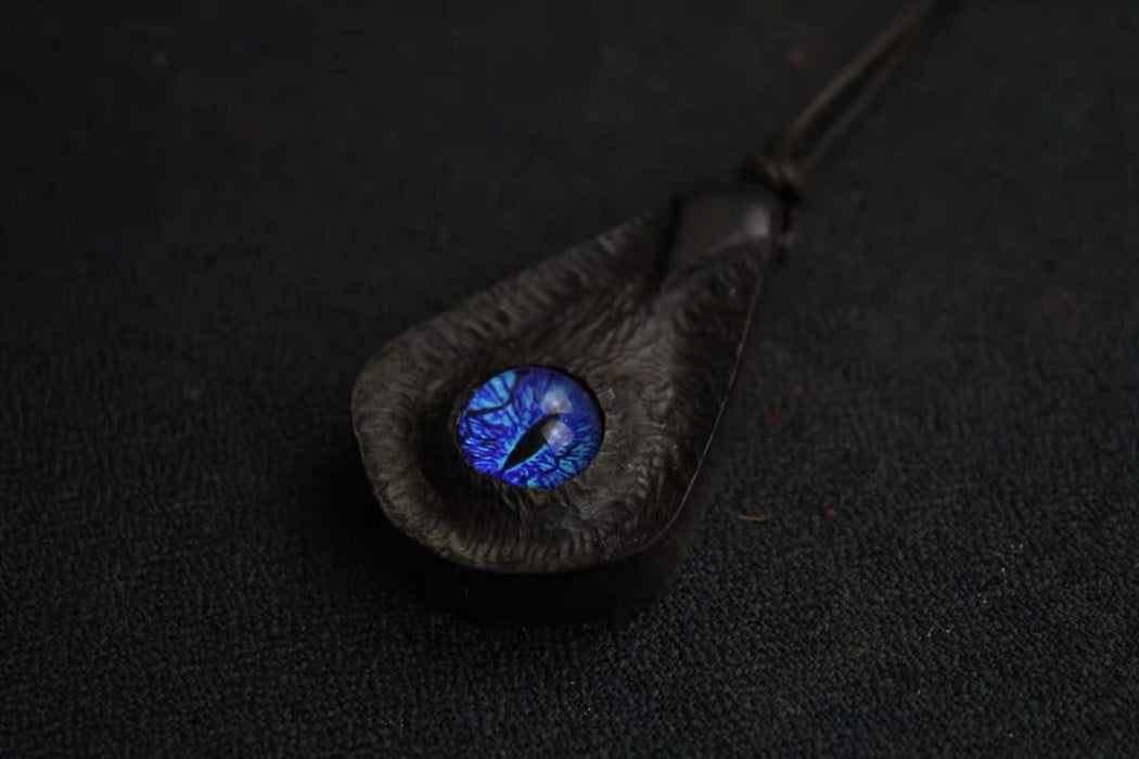 Handcrafted Evil Eye Wooden Opal Pendant