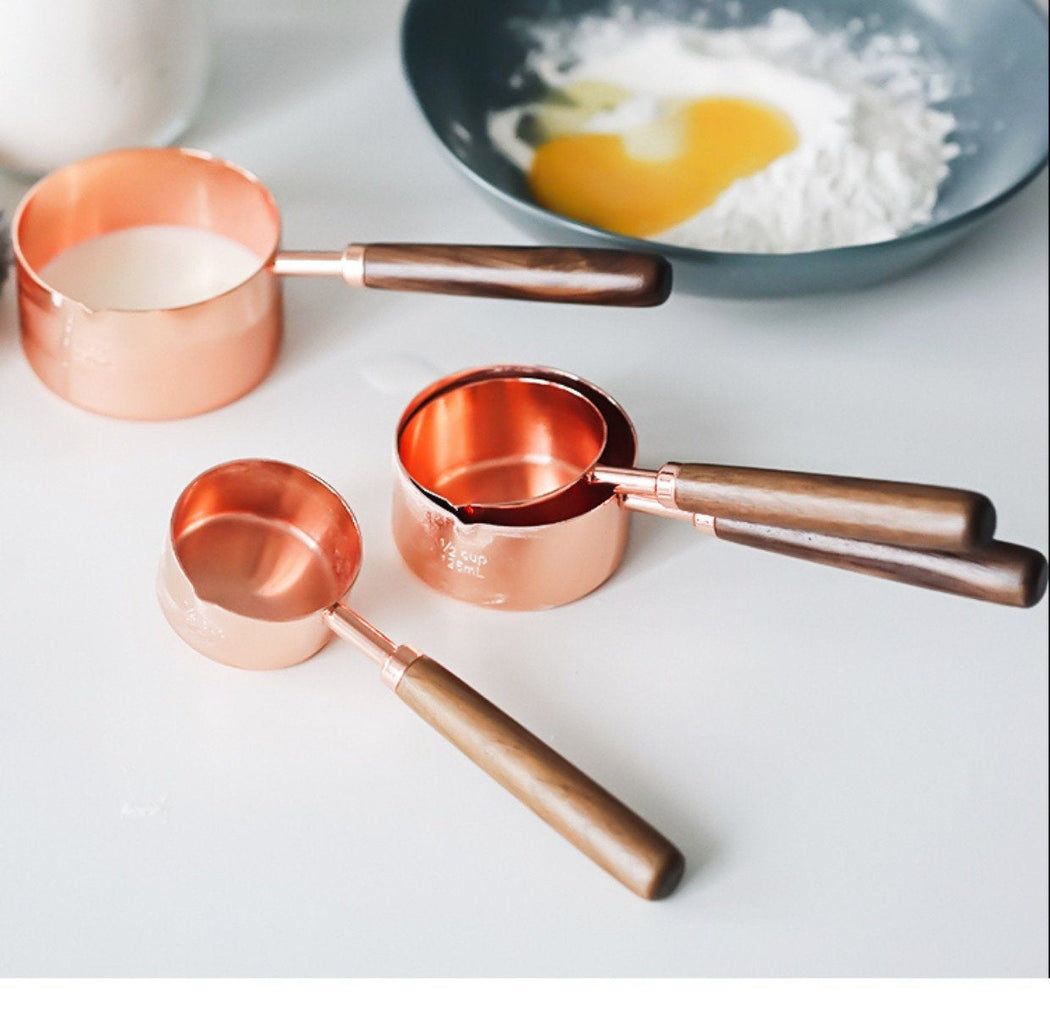 Four-Piece Measuring Cup Set in Rose Gold