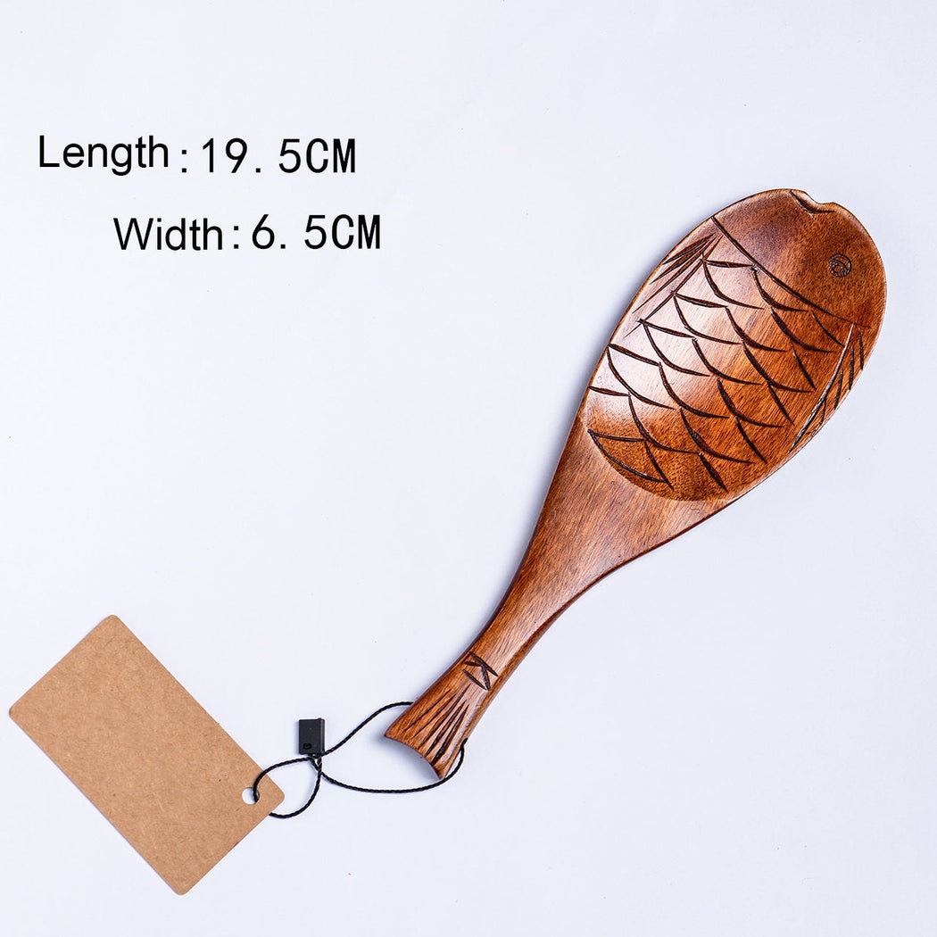 Fish-Shaped Wooden Serving Spoon