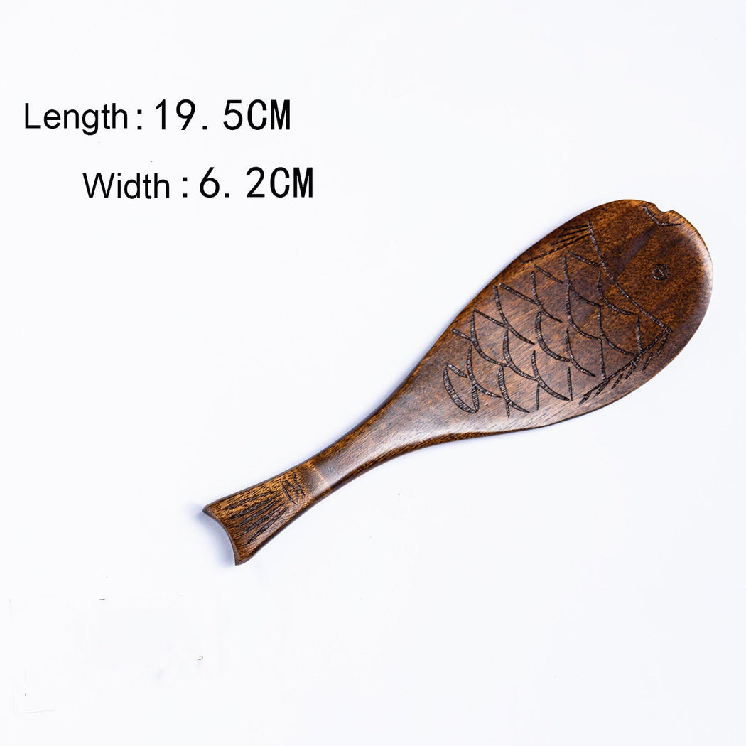 Fish-Shaped Wooden Serving Spoon