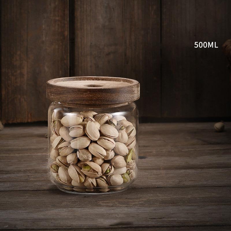 Glass Storage Jars with Wooden Lids