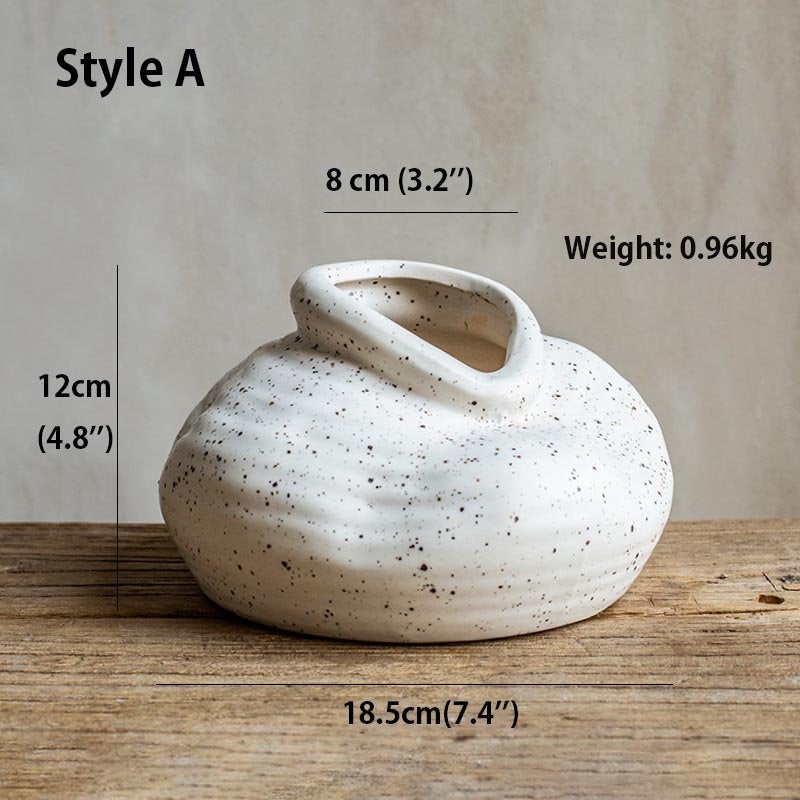 Crushed Asymmetric Ceramic Bisque Vase