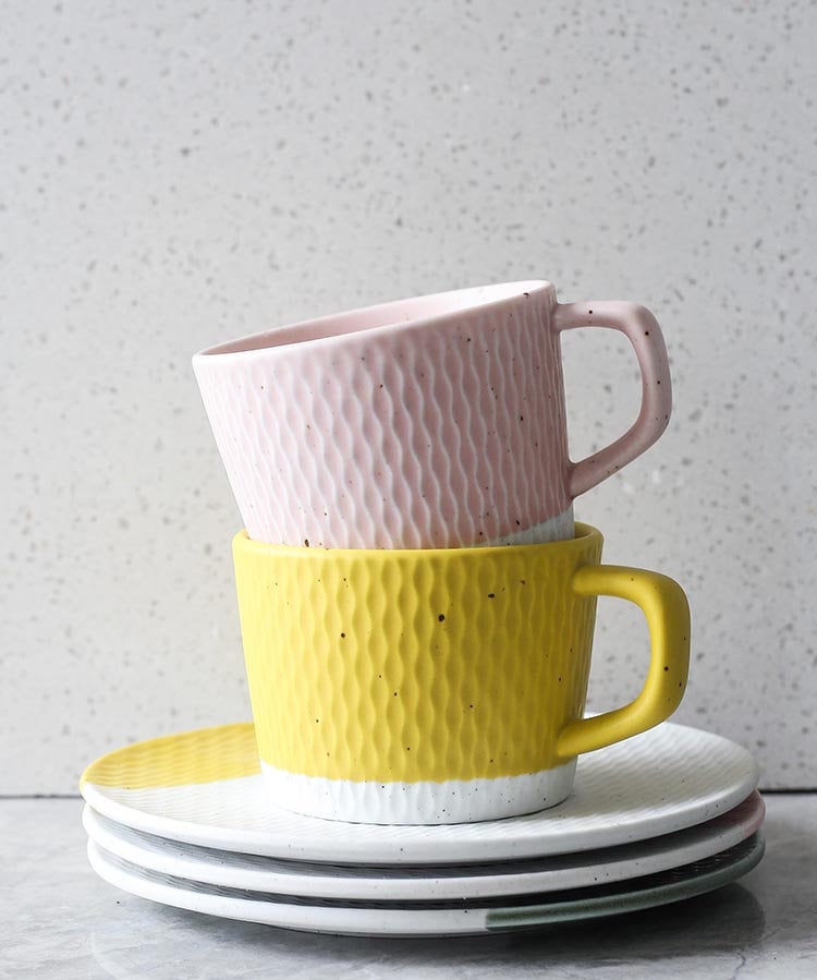 Colourful Ceramic Mug and Plate Set