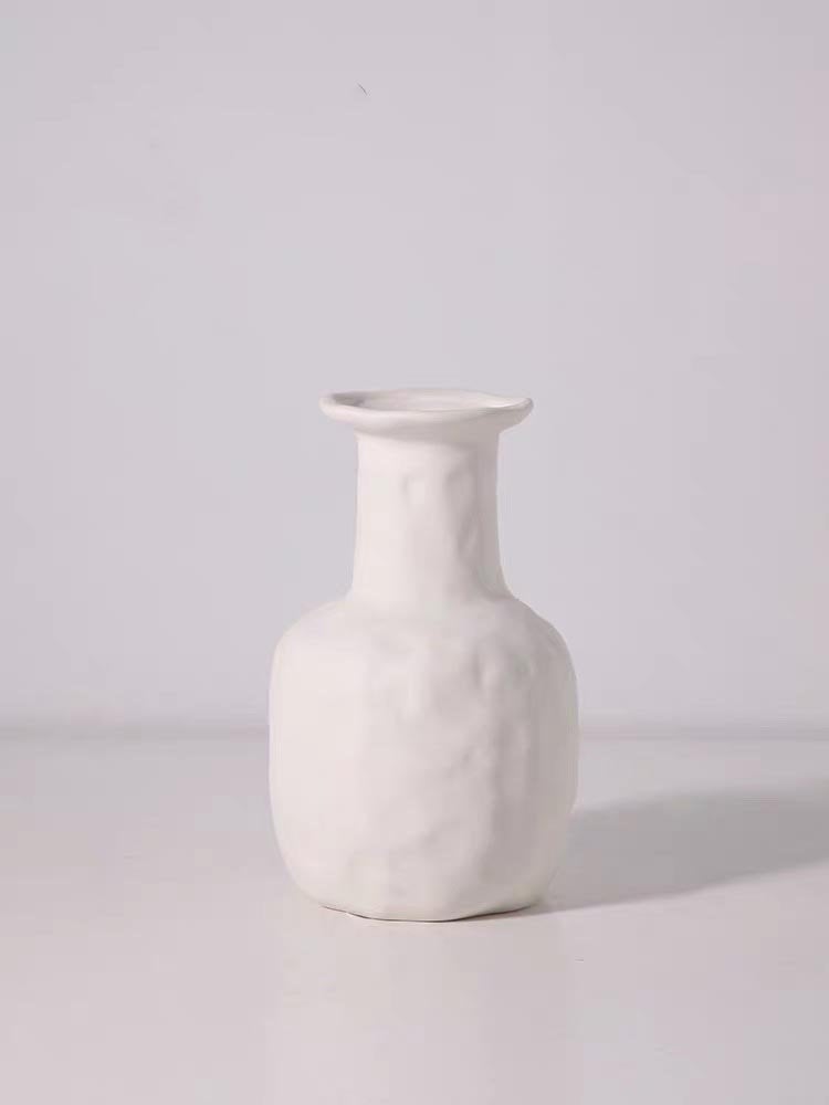 Artisanal Irregular Shaped White Ceramic Vase