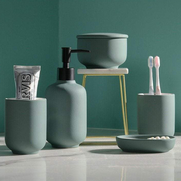 Modern Ceramic Five-Piece Bathroom Accessory Set