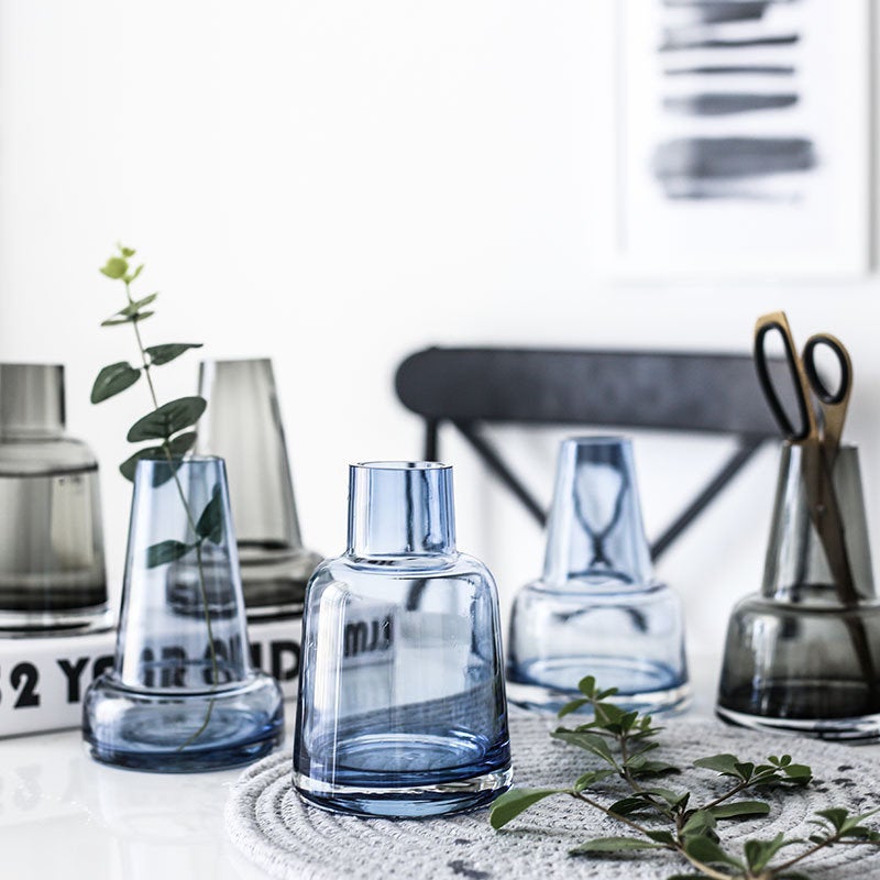 Minimalist Blue/Grey Glass Vase
