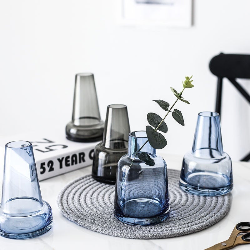Minimalist Blue/Grey Glass Vase